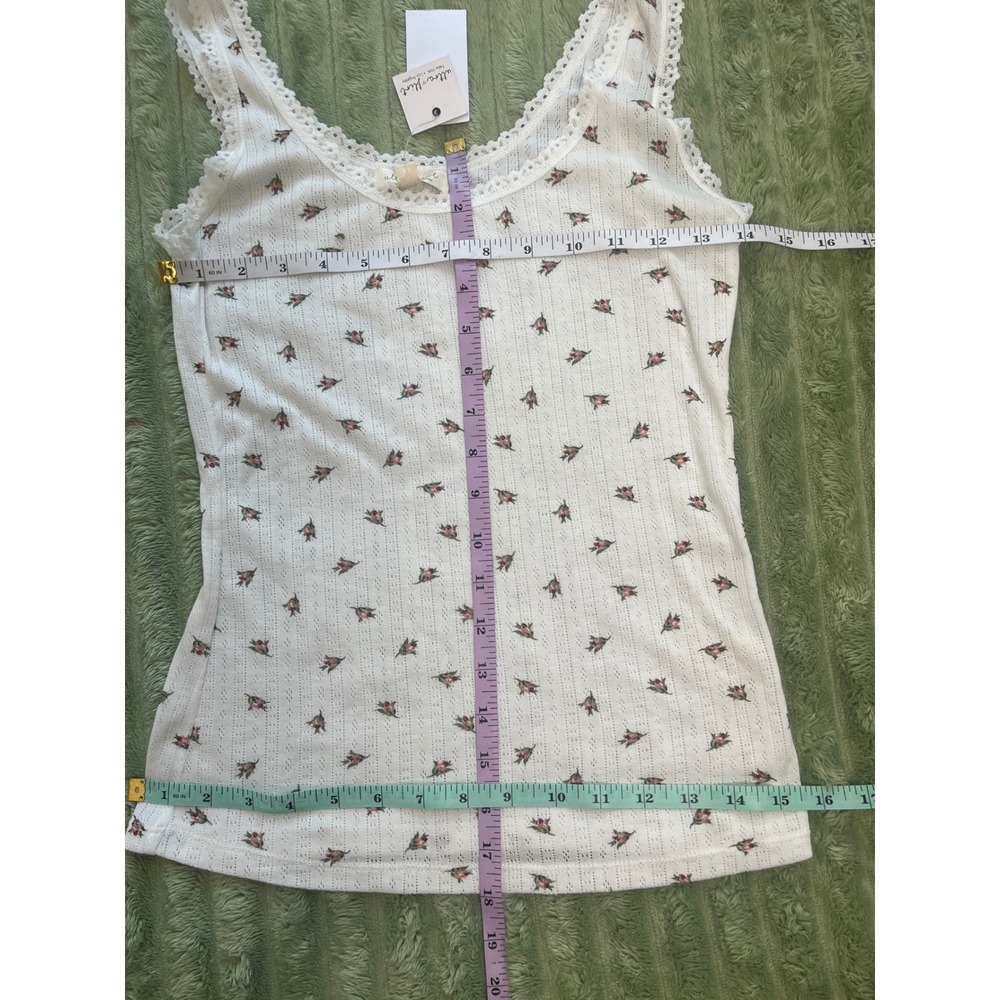 Ultra Flirt Women Gardenia White Floral Rosebud Pointelle Lace Tank Top Medium - Picture 14 of 14